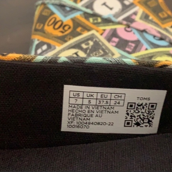 💰 TOMS MONOPOLY MONEY EUC SHOES SIZE 7 🎩 - Picture 8 of 8